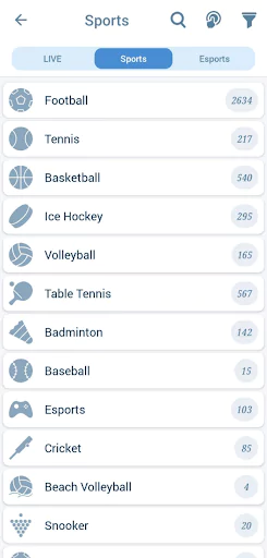 1xBet sports category-এর archived screenshot